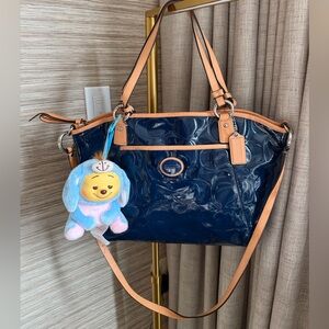 Coach Navy Patent Signature C Tote Satchel F20028